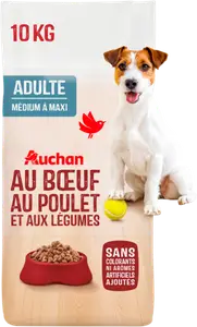 CROQUETTES POUR CHIEN MEDIUM MAXI AU BOEUF, POULET ET LÉGUMES AUCHAN