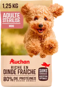 CROQUETTE À LA DINDE SANS CÉRÉAL POUR CHIEN MINI STÉRILISÉ AUCHAN