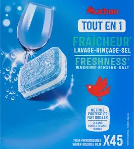 TABLETTES LAVE VAISSELLE TOUT EN 1 FRAICHEUR AUCHAN