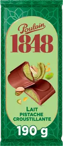 TABLETTE CHOCOLAT LAIT PISTACHE POULAIN 1848