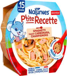 SPAGHETTI FAÇON CARBONARA, CHAMPIGNONS PTITE RECETTE NATURNES