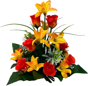 COMPOSITION FLEURIE LYS & ROSES