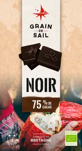 TABLETTE DE CHOCOLAT NOIR 75% DE CACAO GRAIN DE SAIL