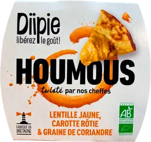 HOUMOUS LENTILLE JAUNE, CAROTTE RÔTIE ET GRAINES DE CORIANDE DIIPIE