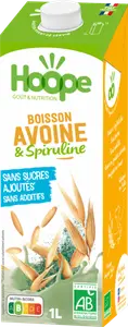 BOISSON D'AVOINE & SPIRULINE SANS SUCRE AJOUTÉS BIO HOOPE