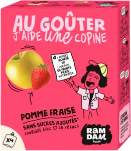 GOURDES DE COMPOTE POMME FRAISE SANS SUCRES AJOUTÉS RAMDAM SOCIAL