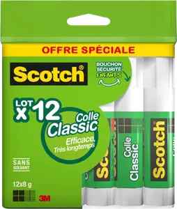 LOT DE 12 BATONS DE COLLE 8G SCOTCH