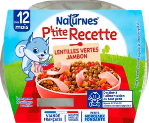 P'TITE RECETTE LENTILLES VERTES ET JAMBON NATURNES