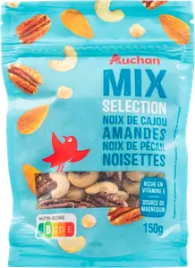 MIX SÉLECTION NOIX DE CAJOU AMANDES NOIX DE PÉCAN NOISETTES AUCHAN
