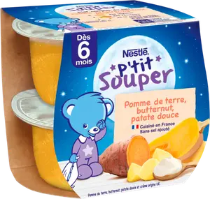 BOLS PURÉE DE POMMES DE TERRE BUTTERNUT ET PATATE DOUCE P'TIT SOUPER NESTLÉ
