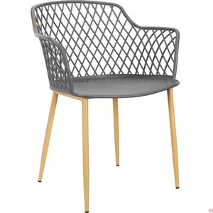 FAUTEUIL D’EXTÉRIEUR MALAGA GRIS EN PLASTIQUE ET MÉTAL