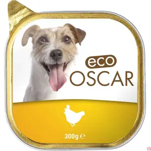 Pâtée pour Chien Adulte au Poulet en Sauce Eco Oscar Aliment Humide en Barquette 300 G