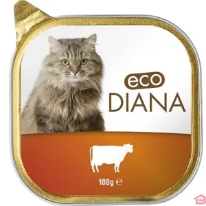 ECO DIANA PÂTÉE POUR CHAT ADULTE AU BŒUF ALIMENT HUMIDE COMPLET EN BARQUETTE 100 G