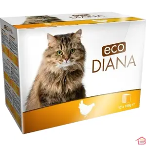 PÂTÉE POUR CHAT ADULTE ECO DIANA AU POULET ALIMENT HUMIDE COMPLET 12 BARQUETTES DE 100 GRAMMES