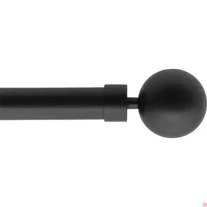 Kit de Tringle à Rideaux Extensible 210 à 380 Cm Diamètre 28 Mm Avec Embouts Gaia Noir Mat