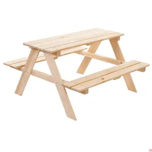 Ensemble de Pique-Nique en Bois de Pin Table et Bancs de Jardin 50 X 91,1 X 90 Cm
