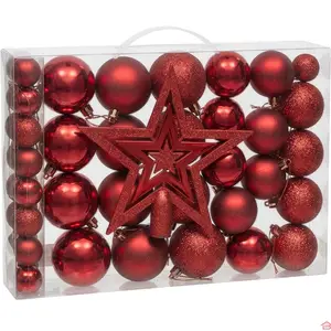 LOT DE 15 SUSPENSIONS DE NOËL ROUGES BOULES DÉCORATIVES POUR SAPIN DE NOËL ORNEMENTS FESTIFS