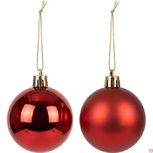 TUBE DE 12 BOULES DE NOËL ROUGES DE 4 CM POUR SAPIN