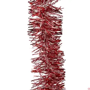 GUIRLANDE DE NOËL ROUGE BRILLANTE À EFFET NEIGE 7 X 180 CM