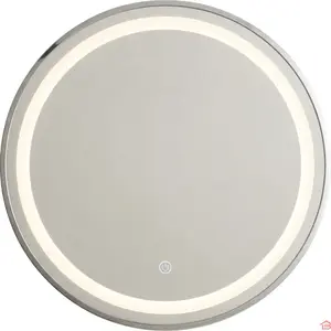 MIROIR LED ROND 60 X 60 CM 4 MM AVEC CADRE ARGENTÉ ET 3 FONCTIONS