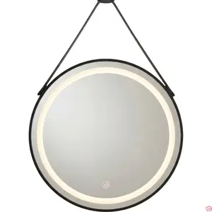 MIROIR LED ROND 60 X 60 CM 4 MM À SUSPENDRE AVEC CADRE NOIR ET 3 FONCTIONS