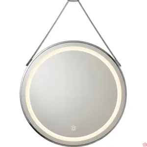 MIROIR LED ROND 60 X 60 CM 4 MM AVEC CADRE ARGENTÉ SILVER 3 FONCTIONS DE LUMIÈRE À SUSPENDRE