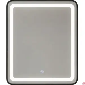 MIROIR LED RECTANGULAIRE 60 X 80 CM EN VERRE 4 MM AVEC CADRE NOIR MIROIR LUMINEUX POUR SALLE DE BAIN