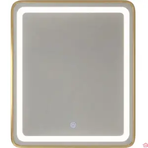 MIROIR LED RECTANGULAIRE 60 X 80 CM EN VERRE 4 MM AVEC CADRE GOLD MIROIR LUMINEUX POUR SALLE DE BAIN