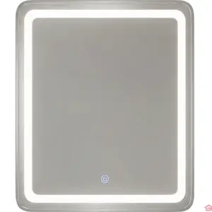 MIROIR LED RECTANGULAIRE 60 X 80 CM EN VERRE 4 MM AVEC CADRE ARGENTÉ MIROIR LUMINEUX POUR SALLE DE BAIN