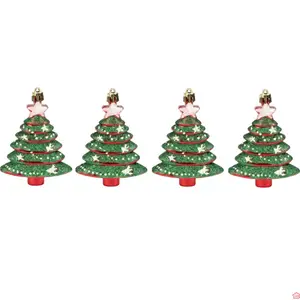 BOÎTE DE 4 MINI SAPINS DE NOËL À SUSPENDRE 10,5 CM POUR DÉCORATION DE SAPIN