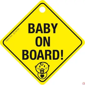 Panneau Bébé à Bord Jaune Avec Ventouse pour Voiture