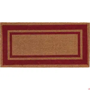 TAPIS BROSSE 40 X 80 CM ROUGE EN COCO PAILLASSON D’ENTRÉE EXTÉRIEUR AVEC SUPPORT EN CAOUTCHOUC