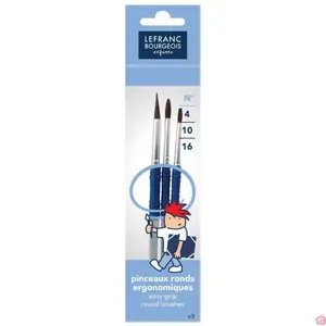 SET DE 3 PINCEAUX RONDS GRIPPY N 4-10-16 - LEFRANC & BOURGEOIS
