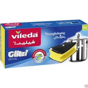 Éponge à Récurer Antibactérienne pour Vaisselle et Cuisine Vileda Glitzi