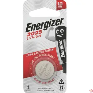 PILE BOUTON LITHIUM ENERGIZER CR2025 3 VOLTS 2025 À LONGUE DURÉE DE CONSERVATION POUR CLÉ DE VOITURE TÉLÉCOMMANDE BALANCE ET DOMOTIQUE