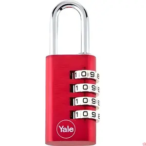 CADENAS À COMBINAISON 38 MM ALUMINIUM ROUGE 4 CHIFFRES RÉINITIALISABLE