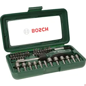 Coffret de Vissage 46 Pièces Bosch Promoline Avec Tournevis à Cliquet et Douilles Hexagonales