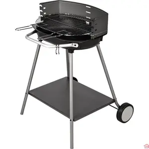 Barbecue Charbon de Bois Kos 17 sur Chariot Cuve Fonte 52 X 37,5 Cm