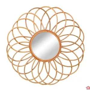 Miroir Rose en Rotin D: 55cm