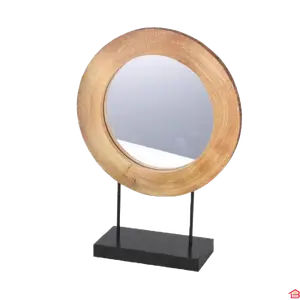 Miroir Rondin de Bois Avec Pied Metal Noir Grand Model