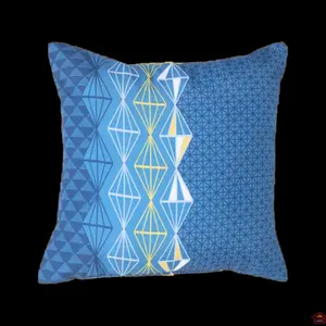 Coussin Passepoil 40x40 Cm Polyester Imprime Kessy Bleu
