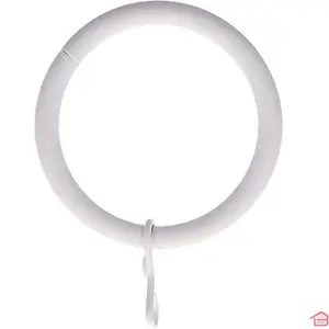 LOT DE 8 ANNEAUX DE TRINGLE À RIDEAUX EN MÉTAL DIAMÈTRE 28 MM COULEUR BLANC