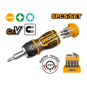TOURNEVIS À CLIQUET + 7 EMBOUTS AKISDS1728 INGCO
