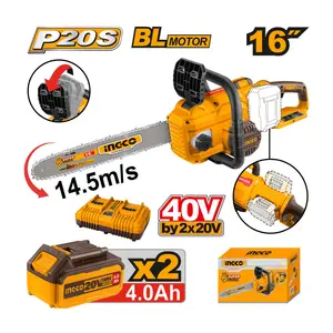 Tronçonneuse à chaîne 20V 2BAT 4Ah 16&Prime; 400mm INGCO CGSLI401682