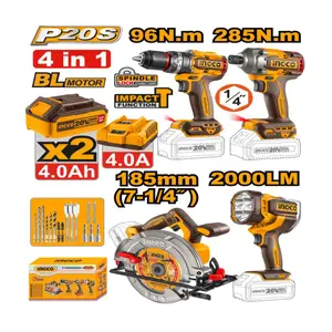 Outils sans fil Cordless 4 pcs combo kit COSLI241297 INGCO