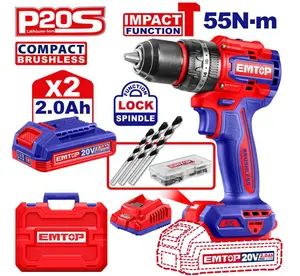 PERCEUSE/VISSEUSE À PERCUSION SANS FIL 20V 55NM + 2 BATTERIES 2.0AH ECIDL20558