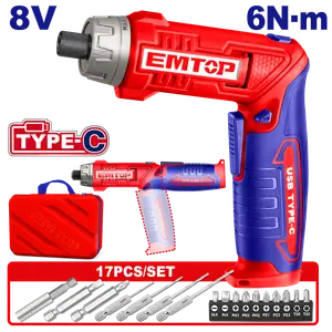 Tournevis Sans Fil 8v 6nm – Type C Emtop Ecsr0803