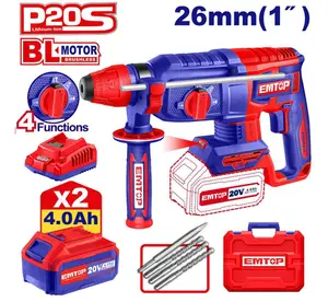 MARTEAU PERFORATEUR 26MM SANS FIL 20V + 2 BATTERIES 4.0AH ELRH202682