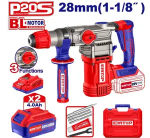 MARTEAU PERFORATEUR 28MM SANS FIL 20V + 2 BATTERIES 4.0AH ELRH202882