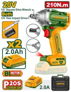 boulonneuse brushless 2en1/ 20 v et clé a choc 1/4 2batt +chargeur jadever JDCD3B21